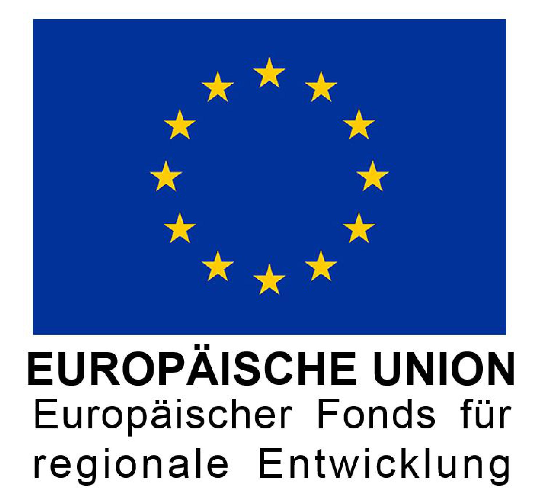 EU Logo mit Bildunterschrift 'Europäische Union - Europäische Fonds für regionale Entwicklung'