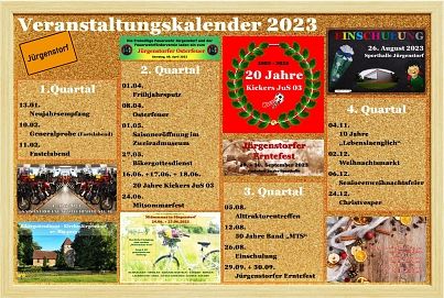 Veranstaltungskalender 2023 - Jürgenstorf © Amt Stavenhagen